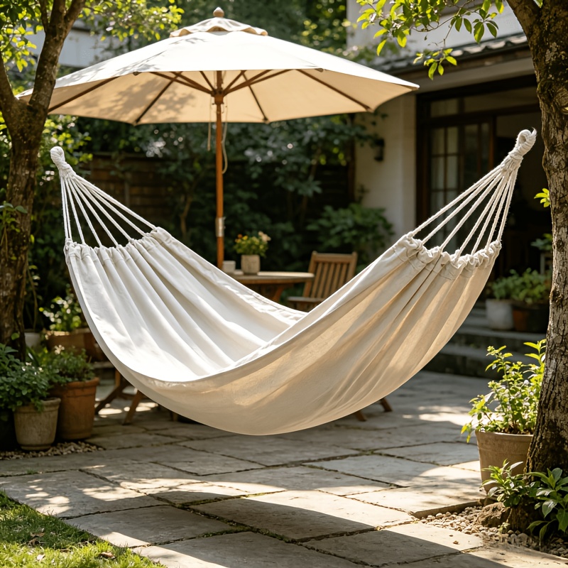 TEMU Outdoor Garden Camping Hammock With 2 Tree Straps And Storage Bag, Durable Hanging Hammock, Portable Outdoor Hammock With Travel Bag, Suitable