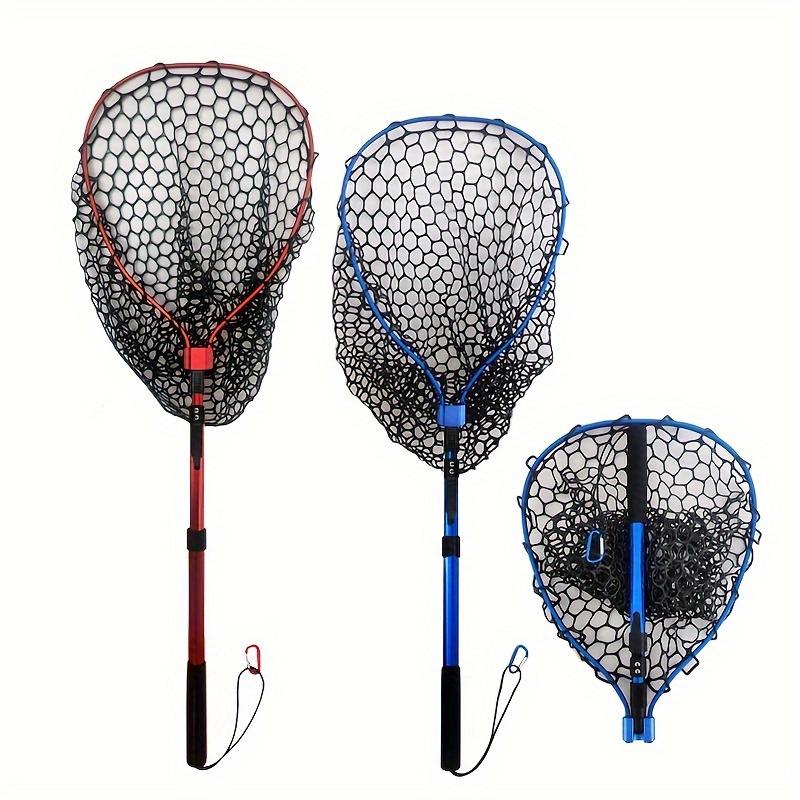 

Lightweight And 48.4in Aluminum Alloy Fishing Net With Foldable Handle And Silicone Mesh Bag