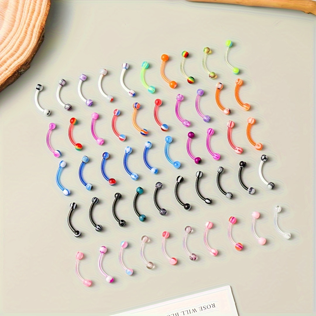 

50pcs Acrylic Eyebrow Set - , No Piercing Required, Casual Attire