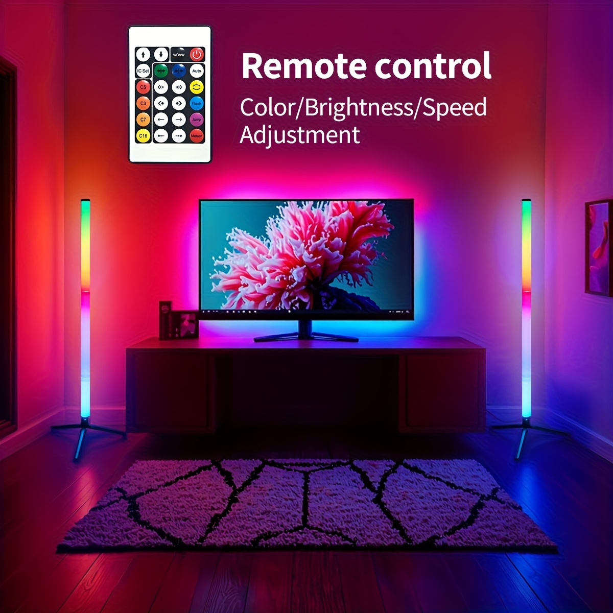 RGB LED Corner Floor Lamp with Remote Control
