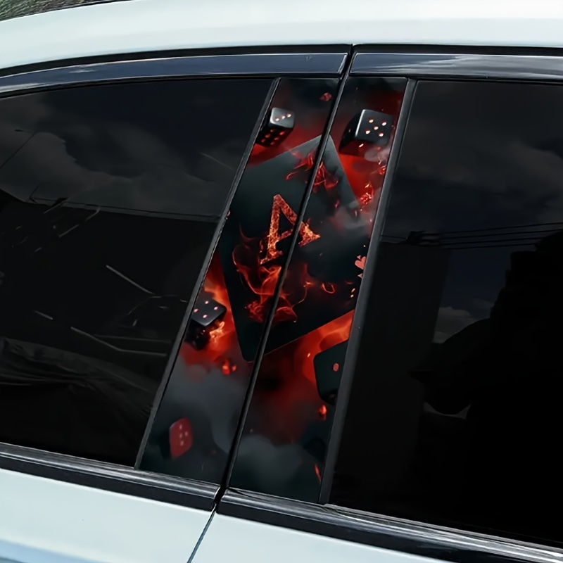 

1pc Self-adhesive Vinyl Car Decal With Playing Card & Dice - B-pillar Decoration, Auto Body Sticker, Universal Fit Vehicle Graphic