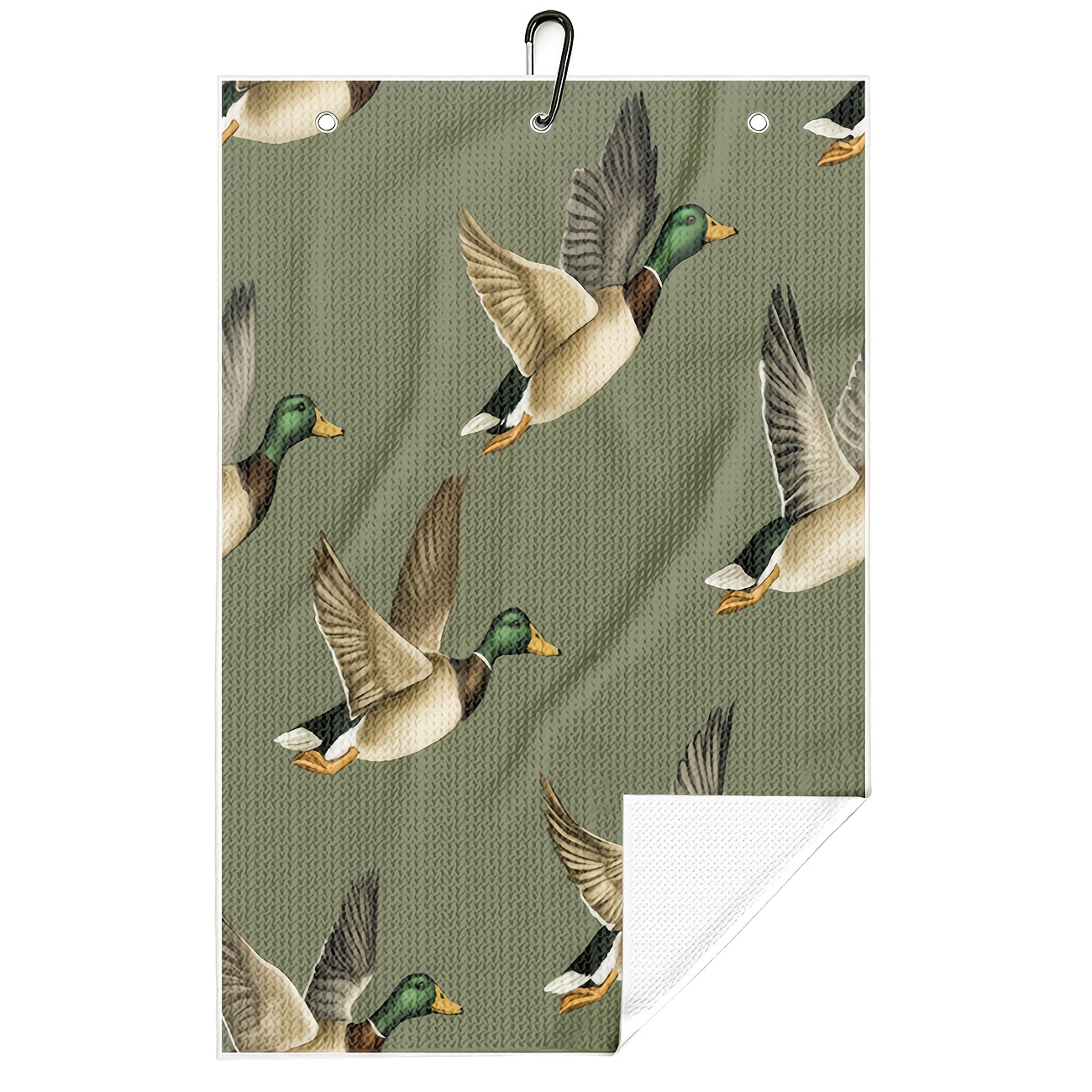 TEMU 1pc Golf Towel, Mallard Duck - Patterned Soft And Durable Microfiber Material, Super-absorbent And Quick-drying, Easy For Fast Cleaning, Machine