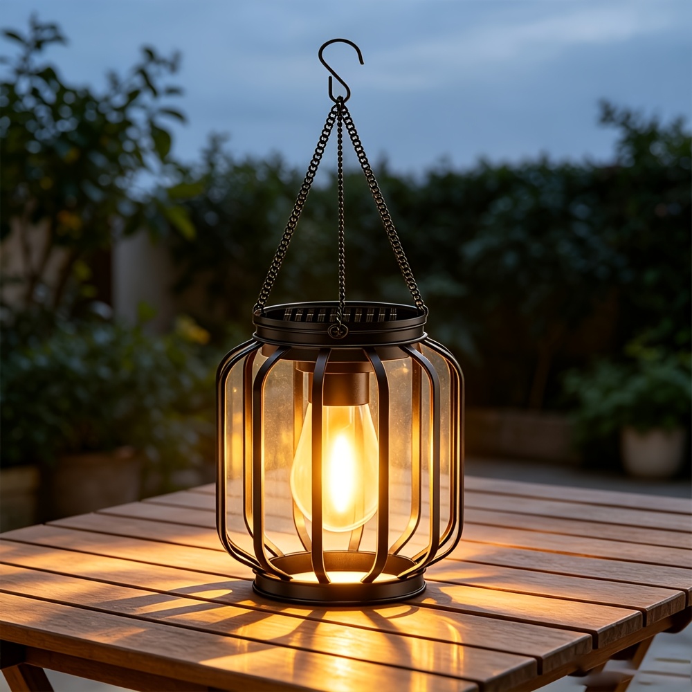 TEMU Outdoor Solar Decorative Table Lamp: Vintage- Solar Lantern With Warm-light Led Bulb; Solar-powered Hanging Lantern Suitable For Decorating ,