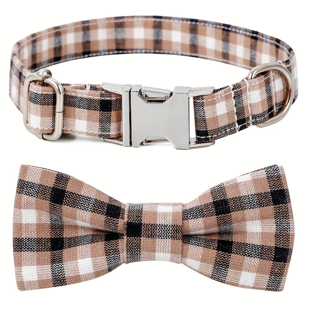 Buckle Dog Collar with British Plaid Design, Customizable