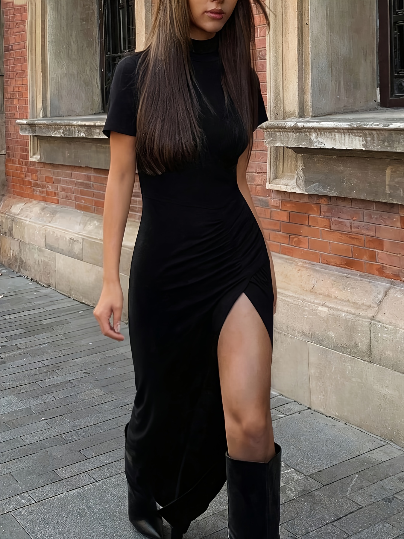 long tight dress casual VintageClothing Women Summer Bodycon Maxi Dress Short Sleeve T shirt Dress