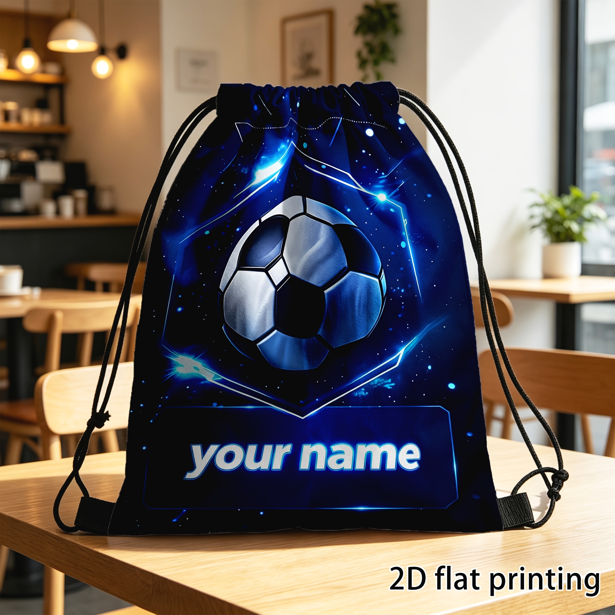 TEMU 1pc, Customized Drawstring Backpack, Personalized Name Drawstring Bag, With Starry Background Graphic, Custom Lightweight Gym Sack, Portable