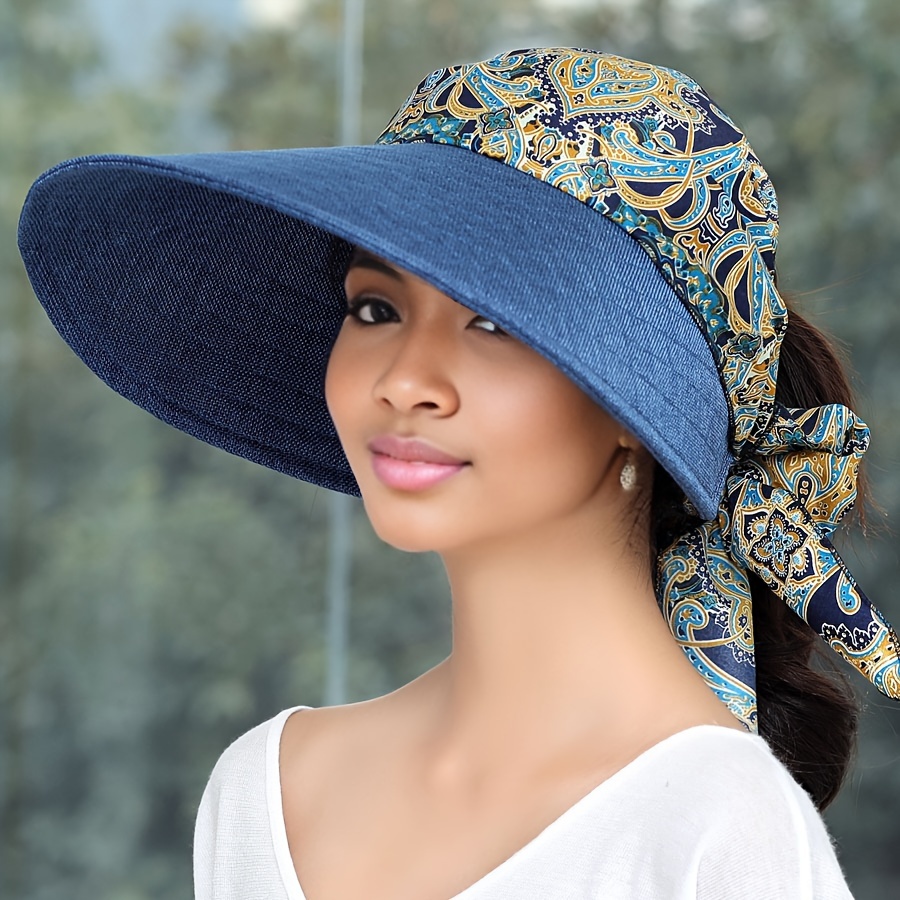 Women's Wide Brim Sun Hat Upf 50+ Protection Foldable Summer - Temu