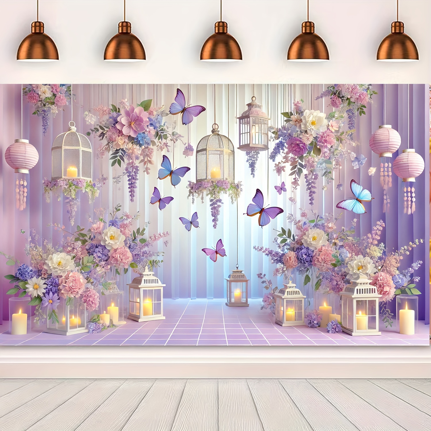 

Purple & Party Backdrop - Polyester Photography Background For Birthdays, Weddings & More - Versatile Decoration Banner