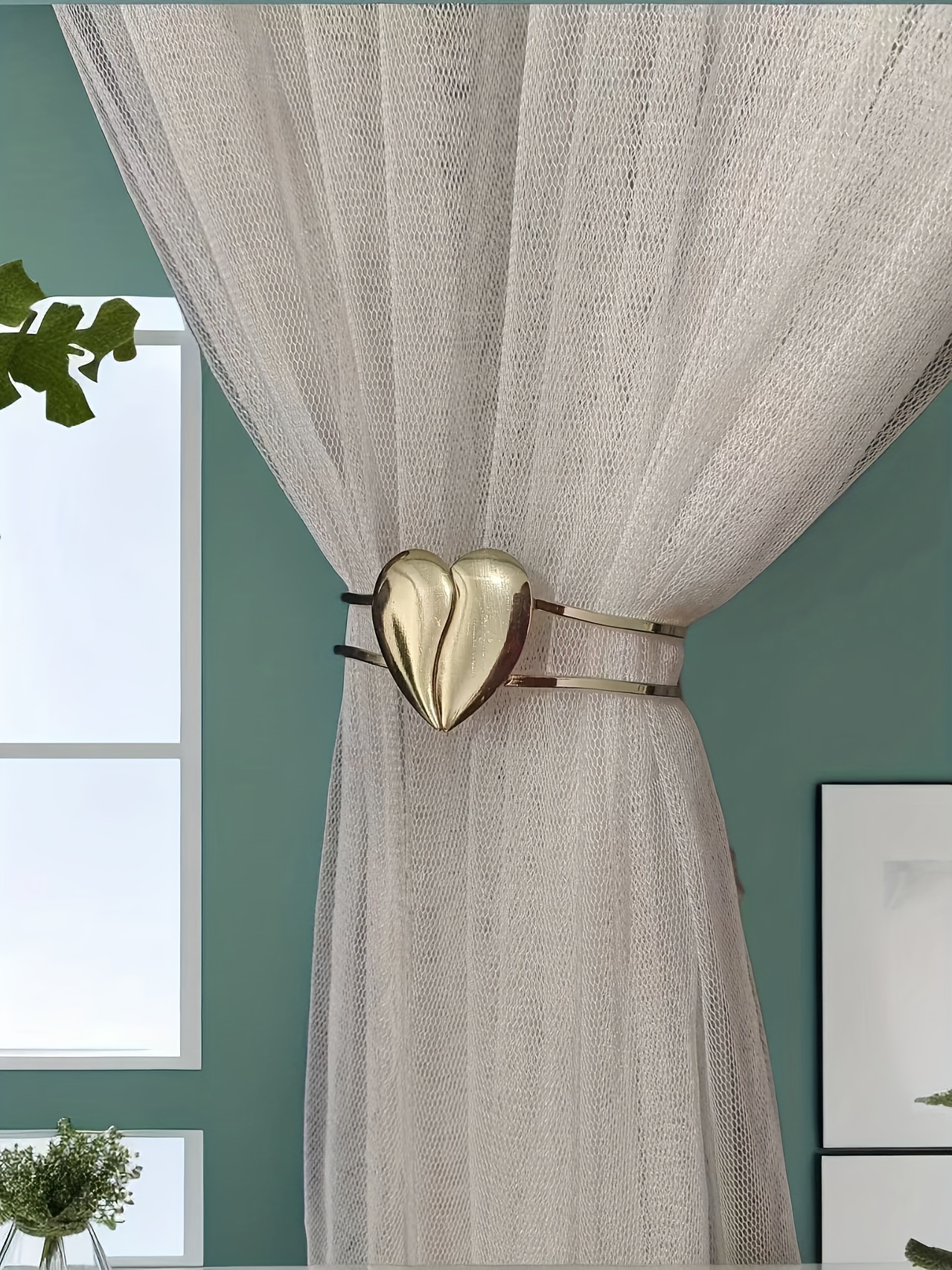 1pc heart decor curtain holdback alloy curtain holder minimalist hollow out curtain   curtain tieback for living room office home decoration curtain accessories details 1