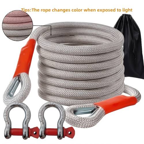 heavy duty recovery tow rope 44000 40000 25000 5700 lbs break strength emergency tow rope for truck jeep more towing strap with 2pcs d ring shackles reflective storage bag truck towing vehicle recovery durable strap