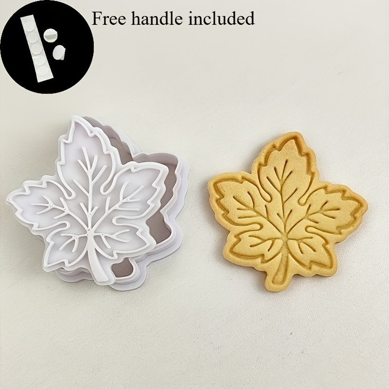 Image of 1pc Creative Maple Leaf Cookie Cutter, Pressing Mold, Cookie Stamp, 3d Plastic Material, Handmade, Party Dessert, Pastry Baking, Kitchen Utensils, Back To