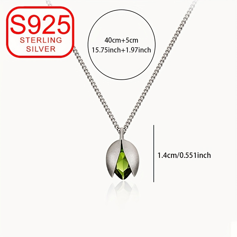 925 Silver Pistachio Pendant Necklace Hypoallergenic