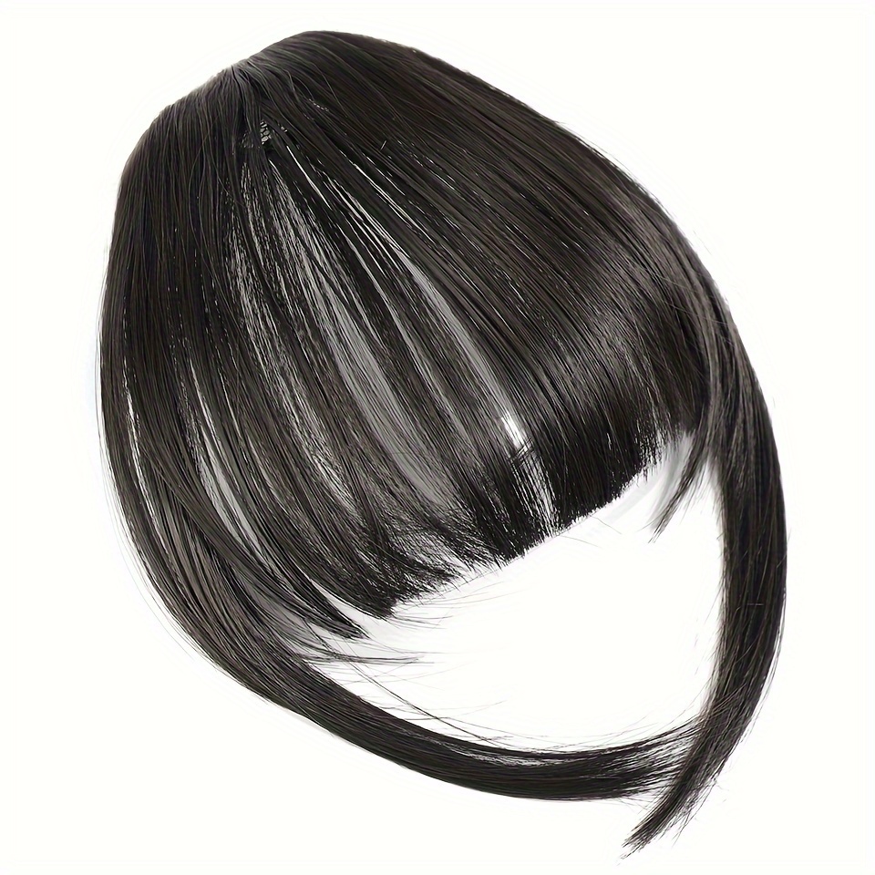 womens clip in synthetic hair bangs extensions straight hair fringe with   hairpieces   for   basics style in brown details 5