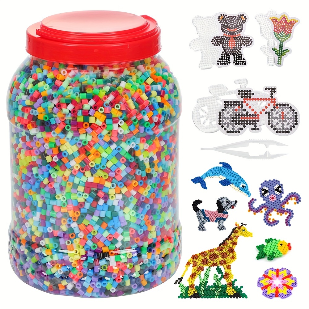 

19000pcs 18 Colors Fuse Beads Set With Storage Jar Suitable For Craft , Diy, Gifts For Birthday And Christmas, Multiple Sizes,