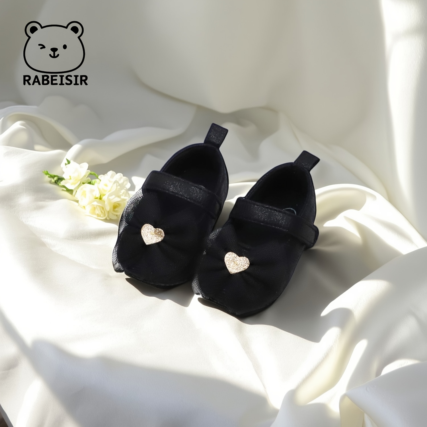 RABEISIR First Walkers Soft-Soled Slip-Resistant Mary Jane Shoes with Lace Bow & Geometric Pattern - Lightweight Canvas & Fabric, Closure, EVA Cushion for Spring/Fall, Everyday & Casual Outfits, Girl Shoes, Seasonal Footwear, Decorative Footwear, Slipresistant Soles