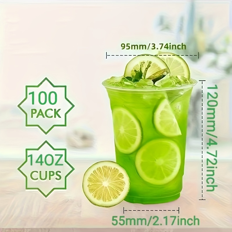 Image of 100 Transparent Drinking Cups - Juice Cups, Milk Tea Cups, Beverage Cups - Perfect For Cold Drinks, Smoothies, Juice, Coffee, Milk Tea, Etc. | Reusable, Ideal For Parties And Festive Celebrations