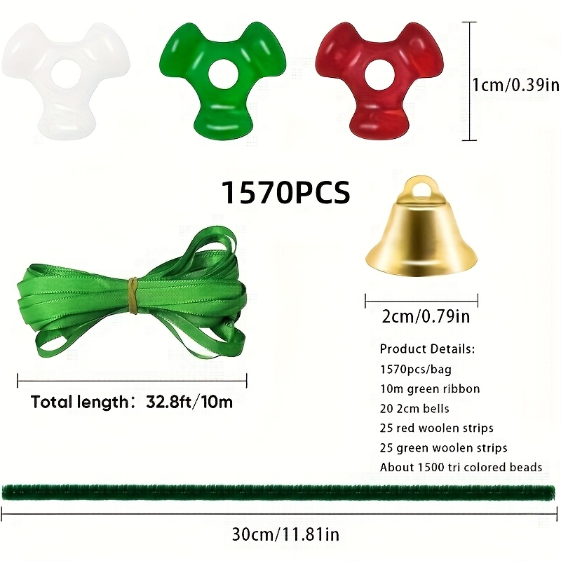 Image of 1570pcs Christmas Kit, Garland And Tree Ornament Set With Bells, Holiday Decorations, Craft Kits For Christmas Home Decoration