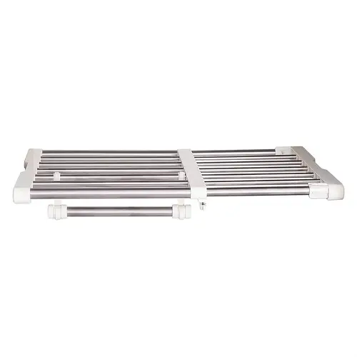 storage rack tension rack expandable wardrobe organizer adjustable pole heavy hanging rail rust proof built in storage rack suitable for wardrobes cabinets bathrooms kitchens washing machines refrigerators bookshelves etc floating shelves