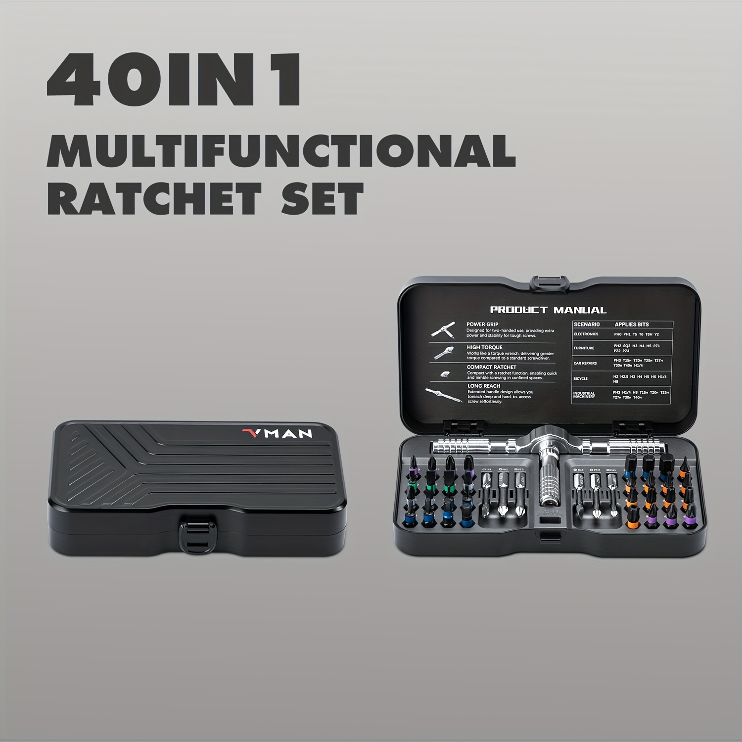 40 In 1 Magnetisches Ratschen-Schraubendreher-Set – Mit S2 Bits Für Möbel & Elektroreparatur