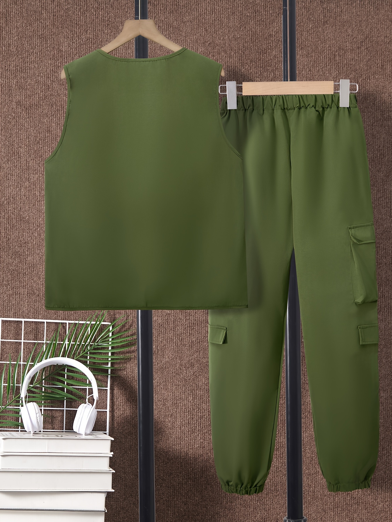 boys casual solid color pocket detail sleeveless cargo vest Temu