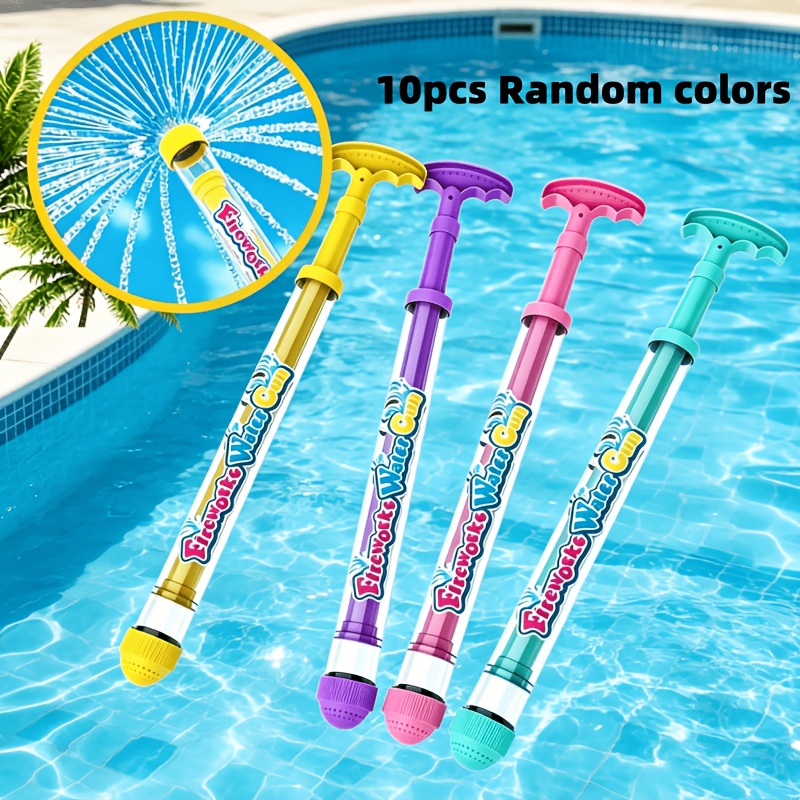 Image of 10pcs Summer Firework Water Guns, Random Colors, Pull-back Water Blasters, Suitable For Outdoor Pool, Beach Party Game Props, Pool Water Fight Photo Props, Boys/girls Gift, Summer Essential
