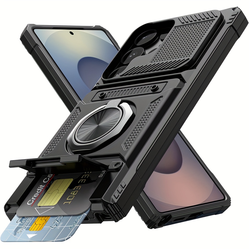 E-shop Handyhülle: Robuste sturzsichere Hartplastikhülle mit Ständer Kartenfach für for Galaxy S26 Ultra S25 Ultra S25 Fe S24 Ultra