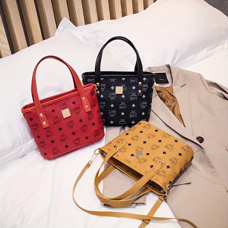 

Stylish Bag, Leather Women's Shoulder Bag, Multifunctional Handbag With Crossbody Strap, In Black, Brown, Red