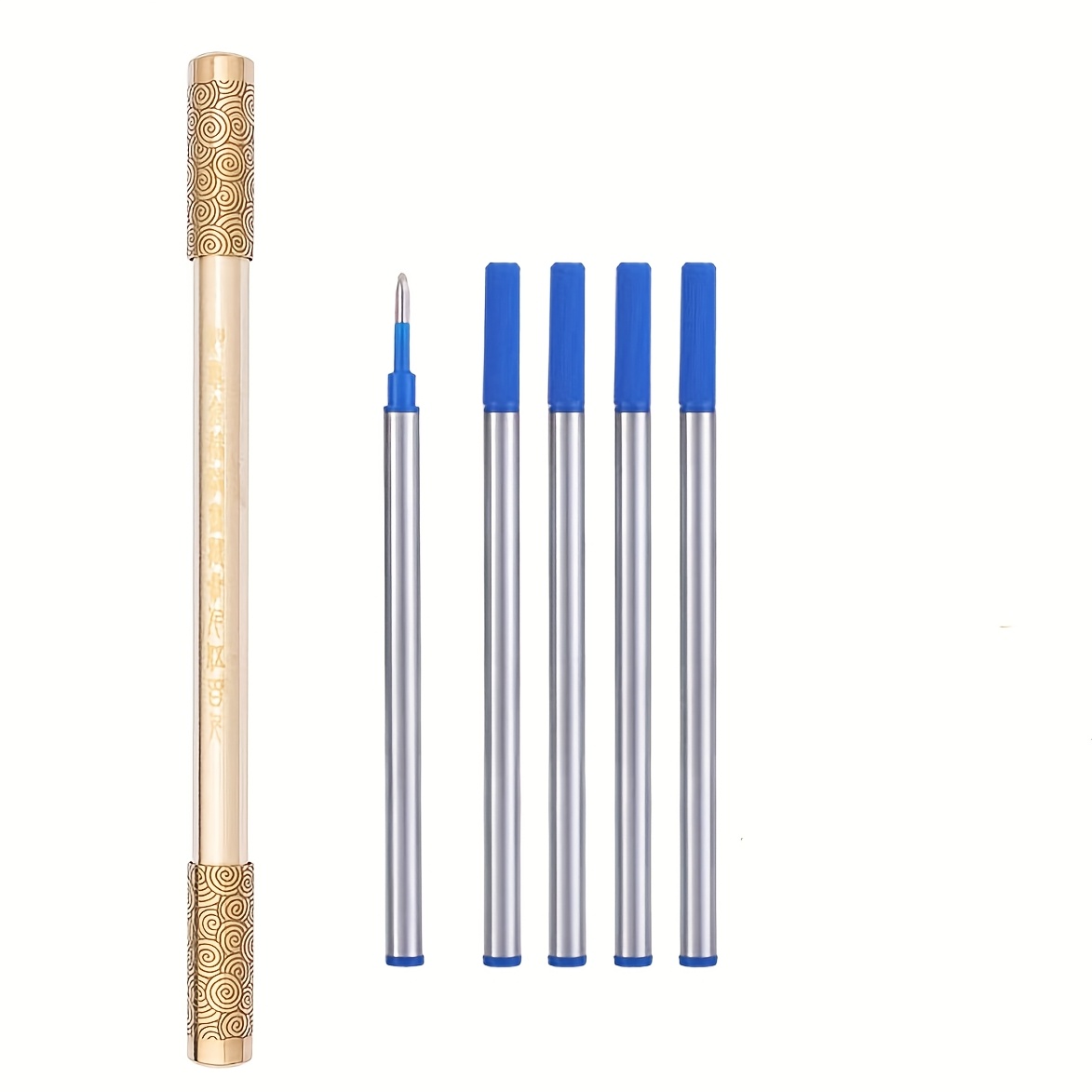 TEMU High-end Neutral Pen: 1 Pen + 5 Refills. Creative Golden Mace-shaped Design. Pen Engraved With Exquisite Cloud Patterns. Personalized Gifts. The