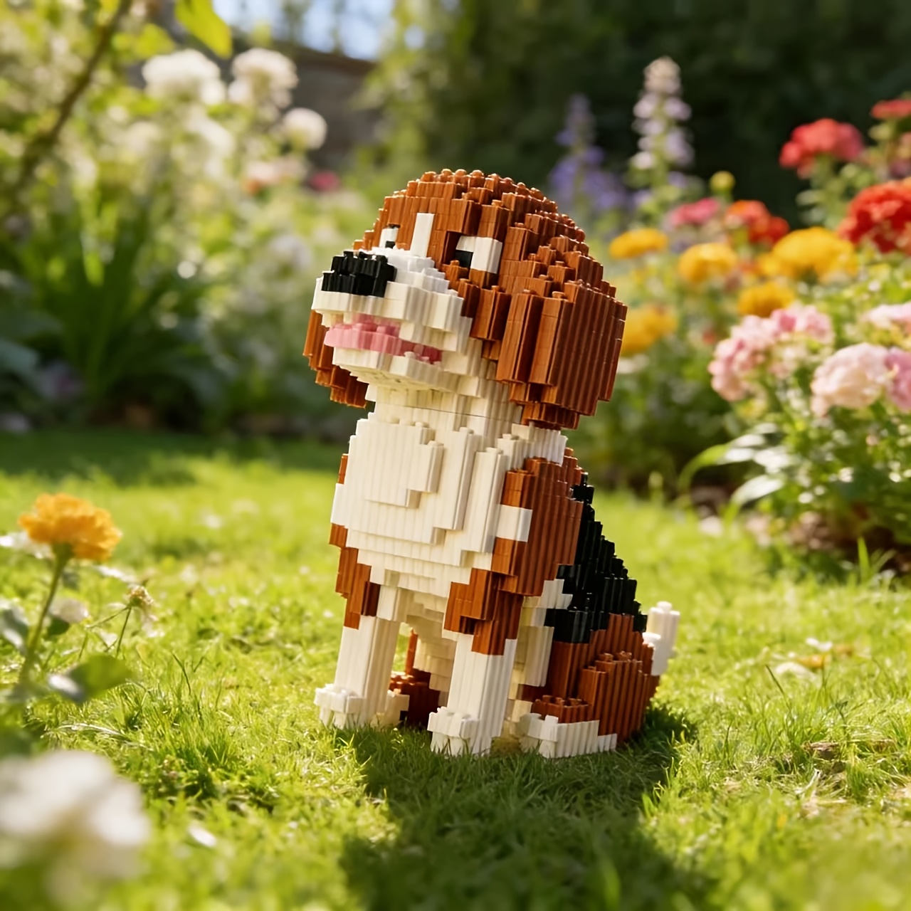 animal model building block ornament beagle pet   for home decoration made of abs material a delicate display piece suitable for living room and bedroom decor an ideal gift for building block enthusiasts during christmas halloween Product details 0