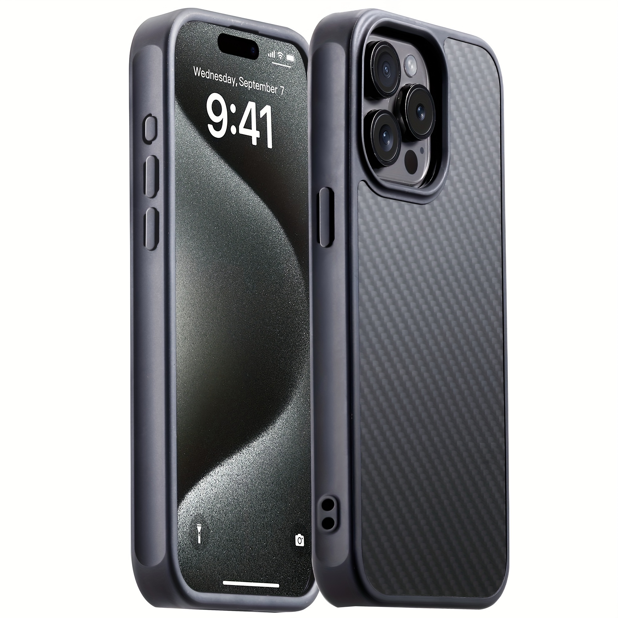 

Carbon Fiber For Iphone 15 Pro Max Case, Slim & , Supports Wireless Charging, Black/grey (twill)