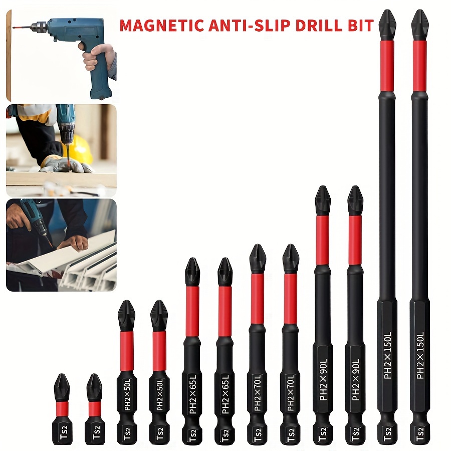 

12pcs Magnetic Anti-slip Drill Bit Set, High Torque Head Screwdriver Bits, No Electricity Required