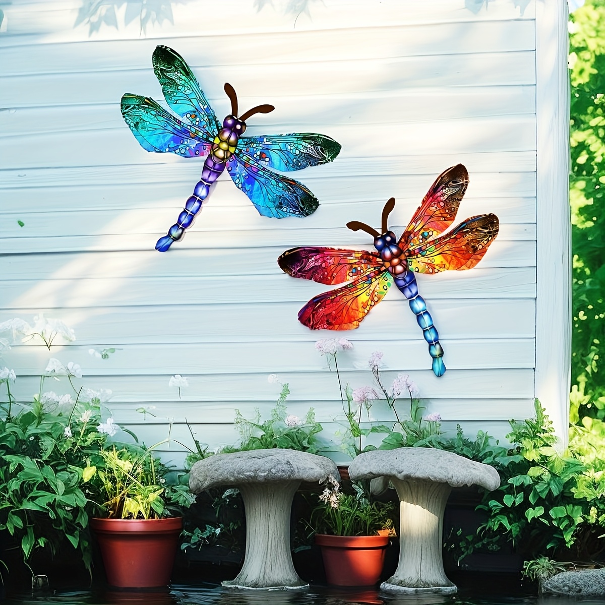 Metal Dagonfly Outdoo Wall At Deco, 4 Pack 14Inches