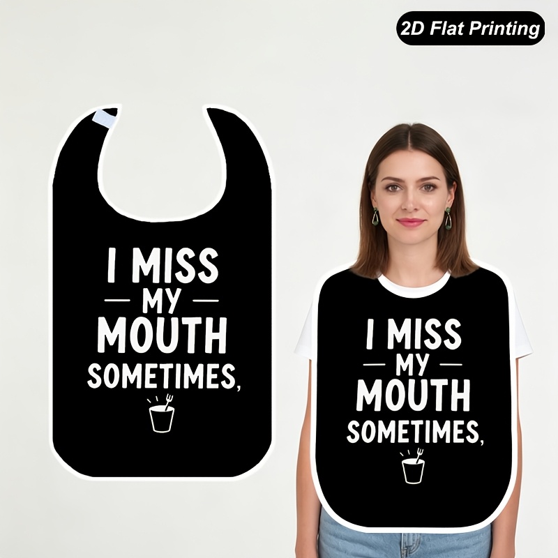 TEMU 1pc Adult Bib, Mouth Quote 2d Flat Print Design, Dining Bib For Adults, Suitable For Home, Restaurants, Kitchens, Dining Table, Parties,