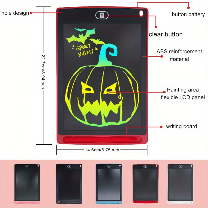 La tableta de escritura LCD está disponible en tamaños de 6.5, 8.5, 12 y 40.64 cm, atendiendo a diversas necesidades. Permite borrar fácilmente con un clic los garabatos, lo que permite la creatividad en el dibujo, cálculos, notas y borradores.