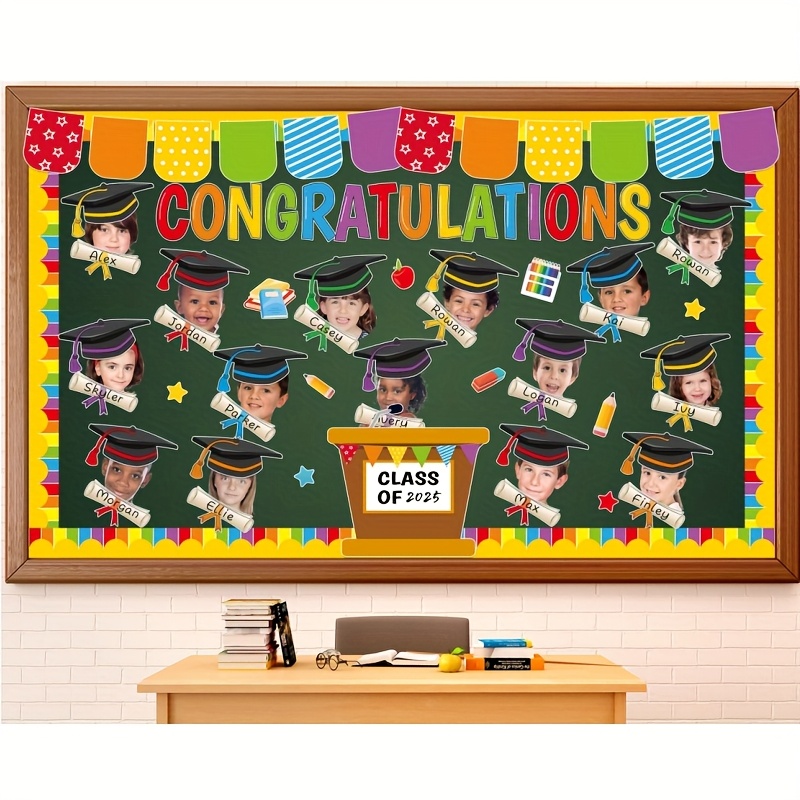 Kindergarten Graduation Bulletin Board Decorations - Class Of 2024 Cutouts & Borders For Classroom Classroom Decor