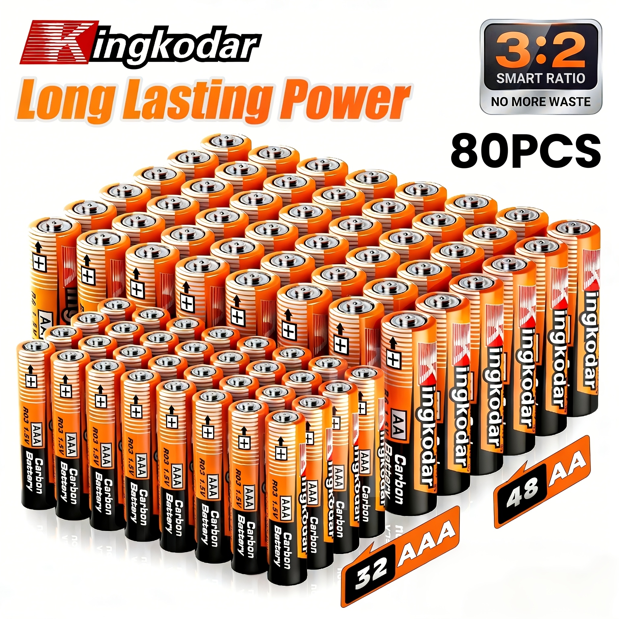   80 40 packs aa aaa battery combo practical 3 2 ratio mix     duty 1 5    power long lasting disposable value multipack for remotes toys flashlights clocks holiday decor