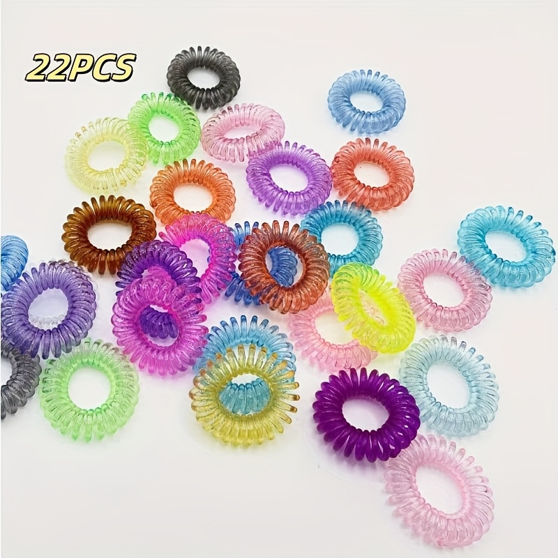 E-shop 22-teiliges Set in verschiedenen Farben, bunte spiralförmige elastische Haargummis im Schnur-Stil, modisches Haar-Accessoire für Pferdeschwänze