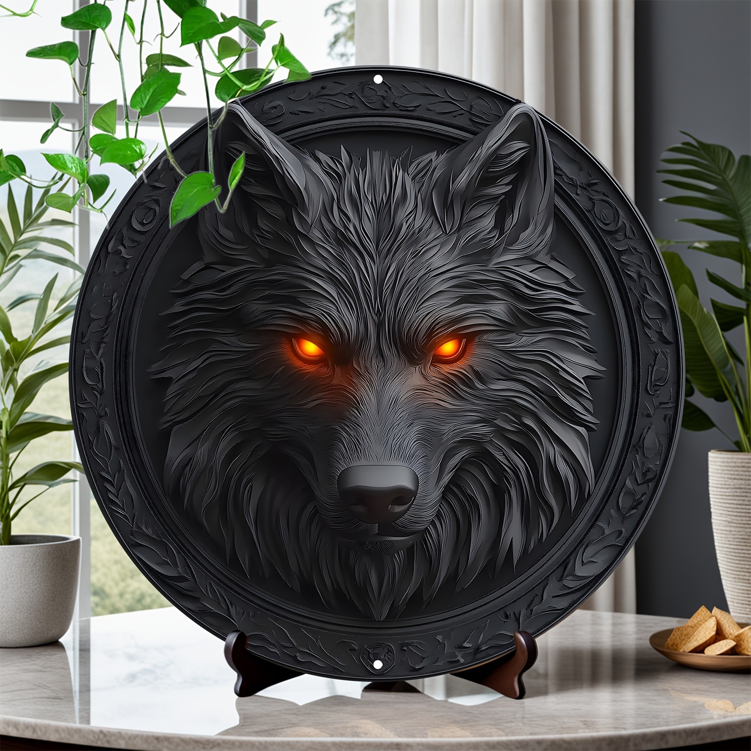 

1pc Wolf Aluminum - 8- , - Hd Printed Metal , Pre-drilled For Mounting, Multipurpose , , , Bar Decor, Resistance