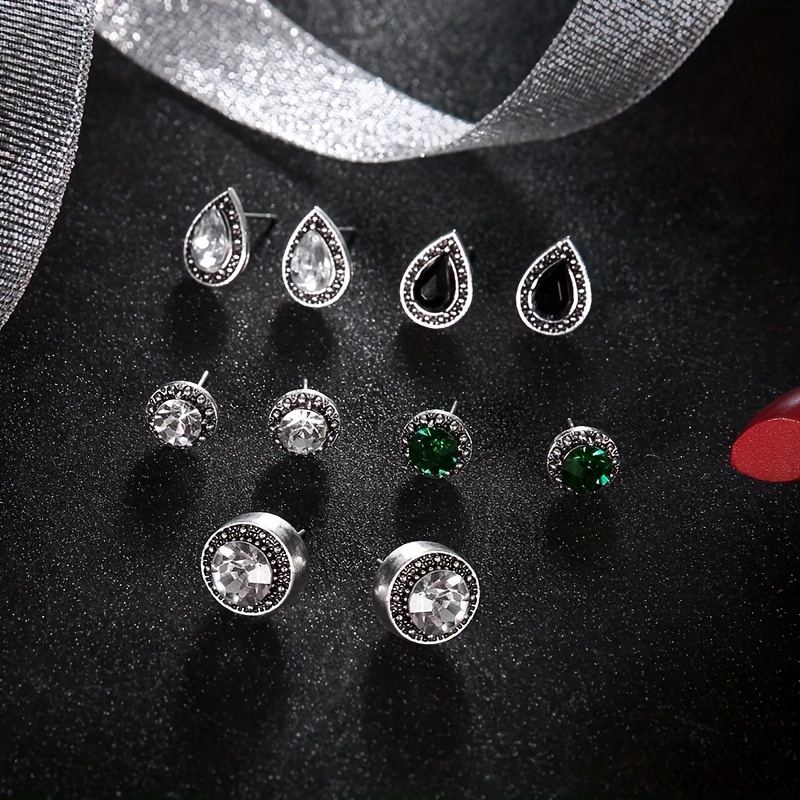 

5 Pairs Of Ladies' Earrings, New Retro Imitation Gem Crystal Drop Bohemian Style, Versatile, Very Cool Earrings.