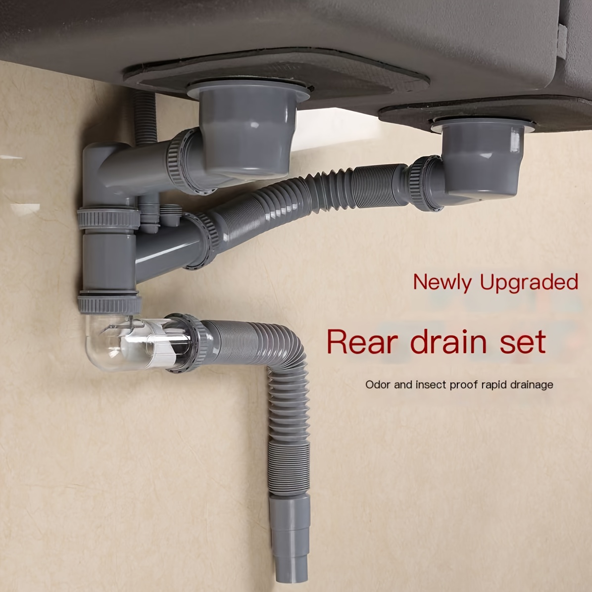 1pc Tubería de Desagüe para Fregadero de Cocina, Accesorio de Drenaje  Trasero para Lavavajillas Individual/* Cubeta, Manguera Antiodores