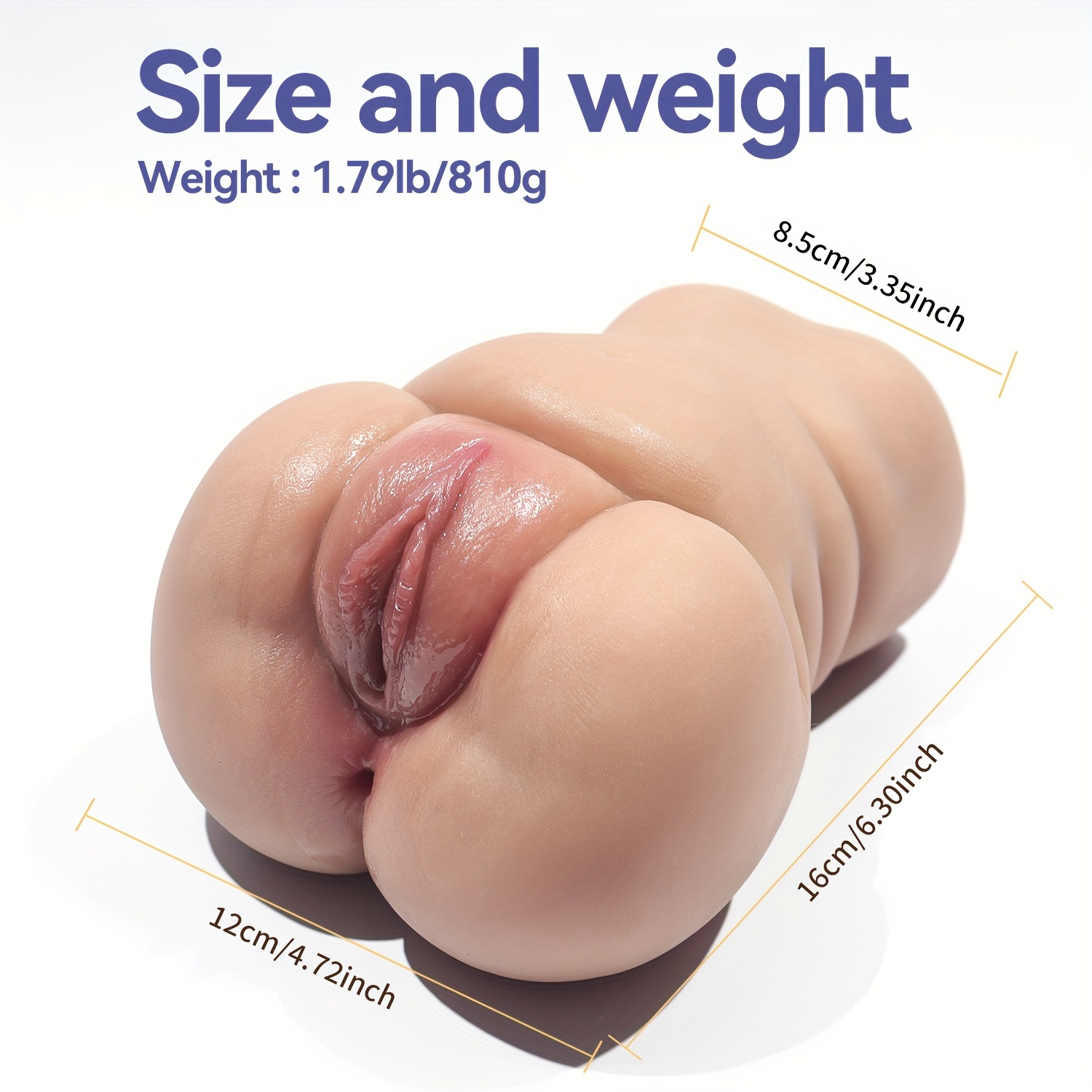 Amay Soft TPE Realistic Male Masturbator - Dual Vagina & Anus Channels Pocket Pussy, Handheld Design for Enhanced Pleasure