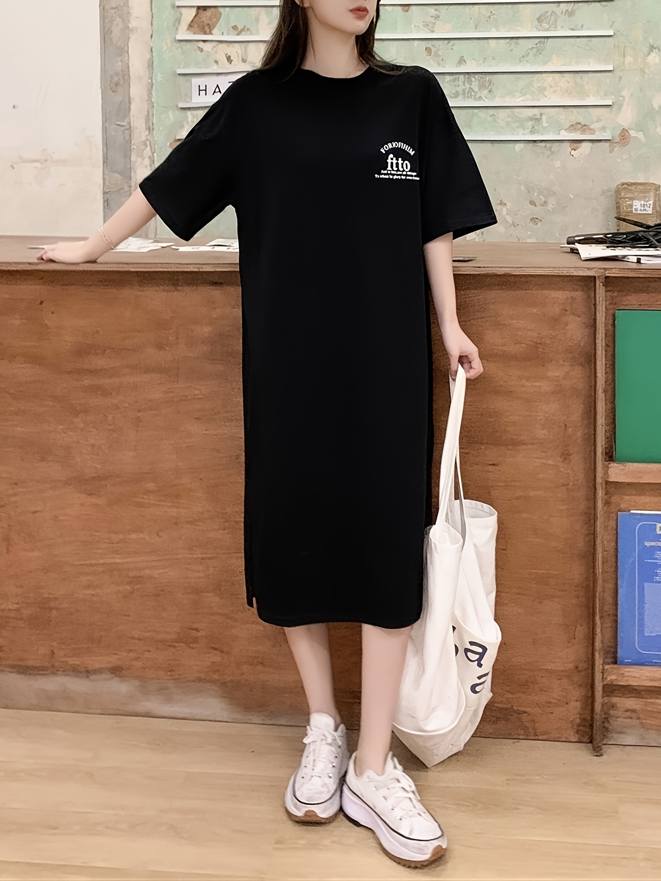 asia 2025 new korean style short sleeve t shirt dress loose - Temu United  Arab Emirates