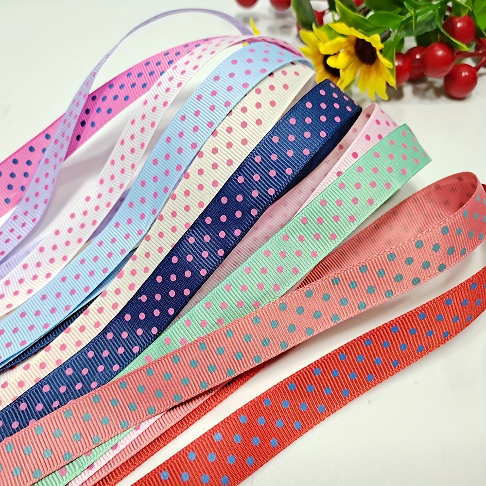 

Hangbang Multicolor Grosgrain Ribbon Set, 10 Yards Total (1 Yard Each Color), 1.5cm Width, Polka Dot Pattern, Perfect For Diy Bows, Gift Wrapping, And Festive Decorations