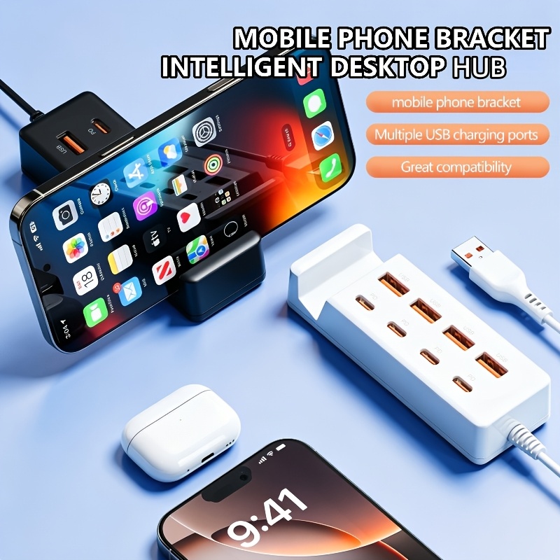 Multi-Port USB Splitter with Phone Cradle