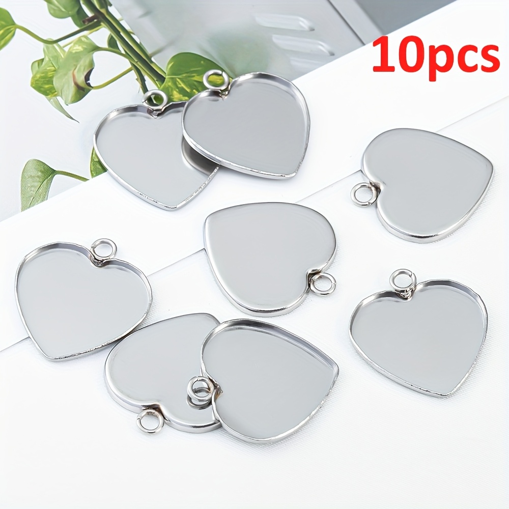 E-shop 10 Stück Herzförmige 304 Edelstahl Anhänger-Schale, Harz-Anhänger DIY-Basis, Schmuckherstellung Zubehör