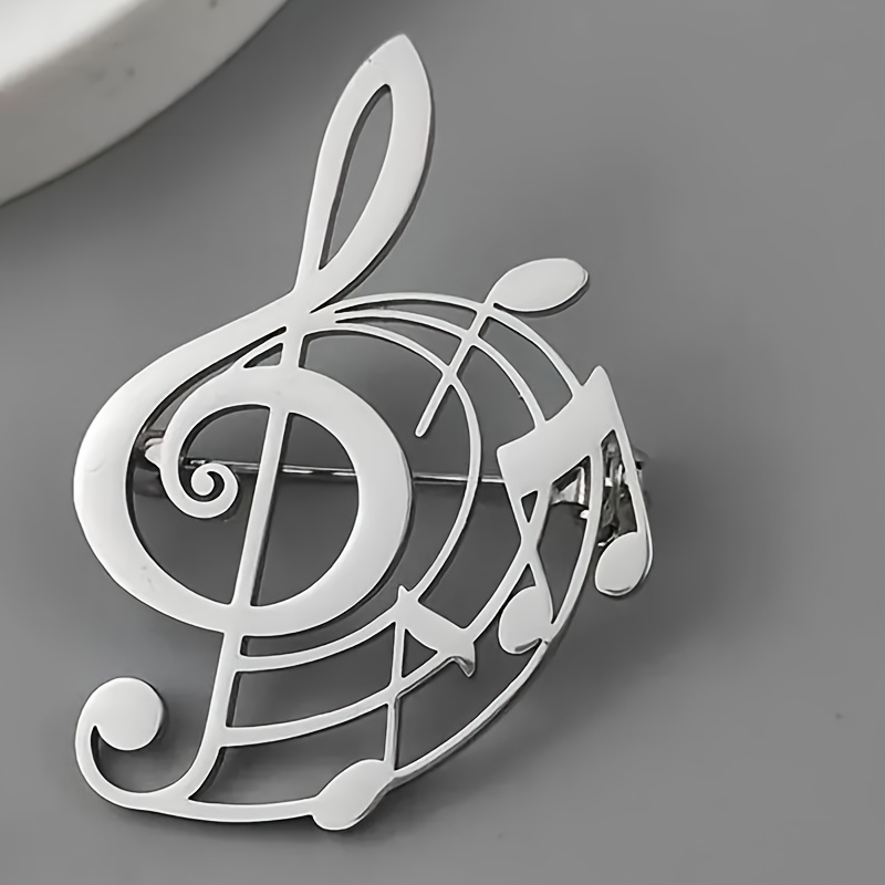 TEMU Broche vintage de nota musical, diseño de de sol de acero inoxidable, exquisito accesorio para chaqueta de traje, alfiler decorativo artístico