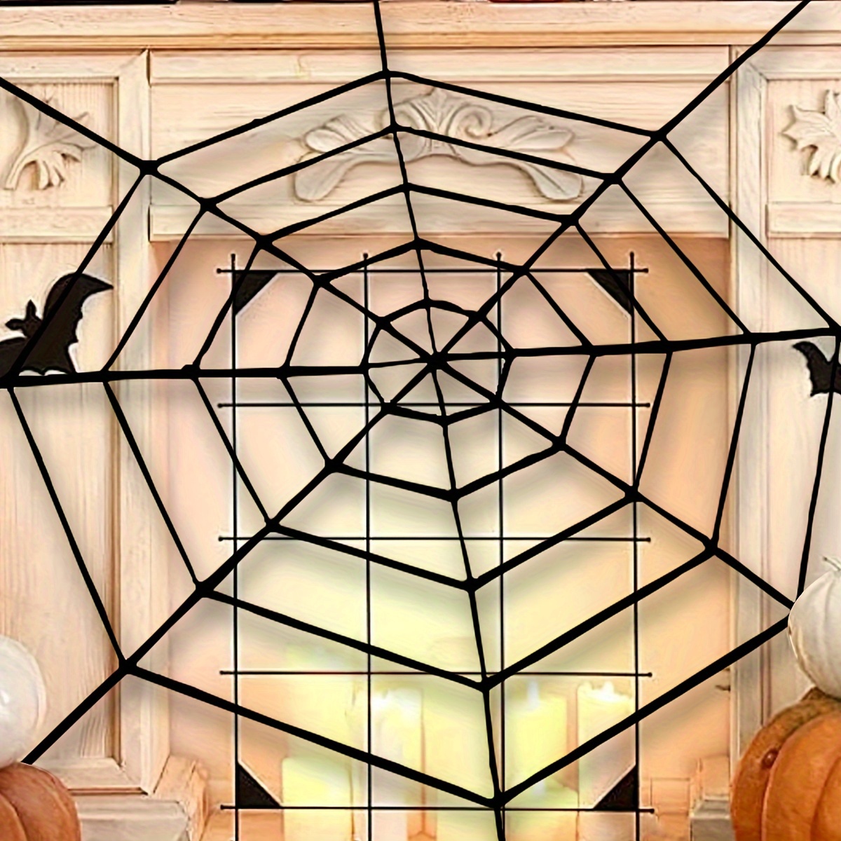 

Festive Halloween Spider Web Decoration - 2.5m/98.42in, Black And White, Cotton Material, No Feathers, No Power Required