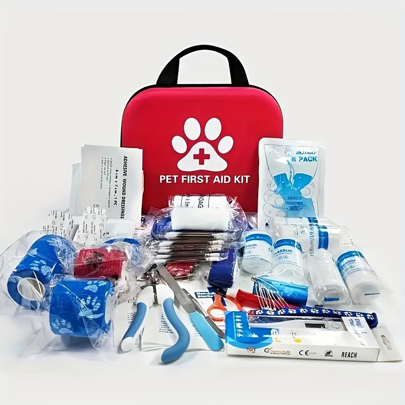 91 Portable Pet First Aid Kits: Emergency Travel Supplies for Dogs And Cats - Includes Scissors, Tweezers, Etc., Suitable for Hiking, Camping, Backpacking, And Hunting