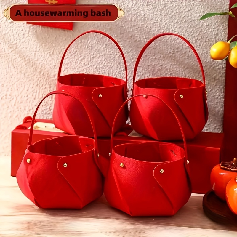 

4pcs Set Of Felt Tote Baskets For Housewarming, Wedding & Moving - Perfect For Candy, Dried Fruits & Home Decor