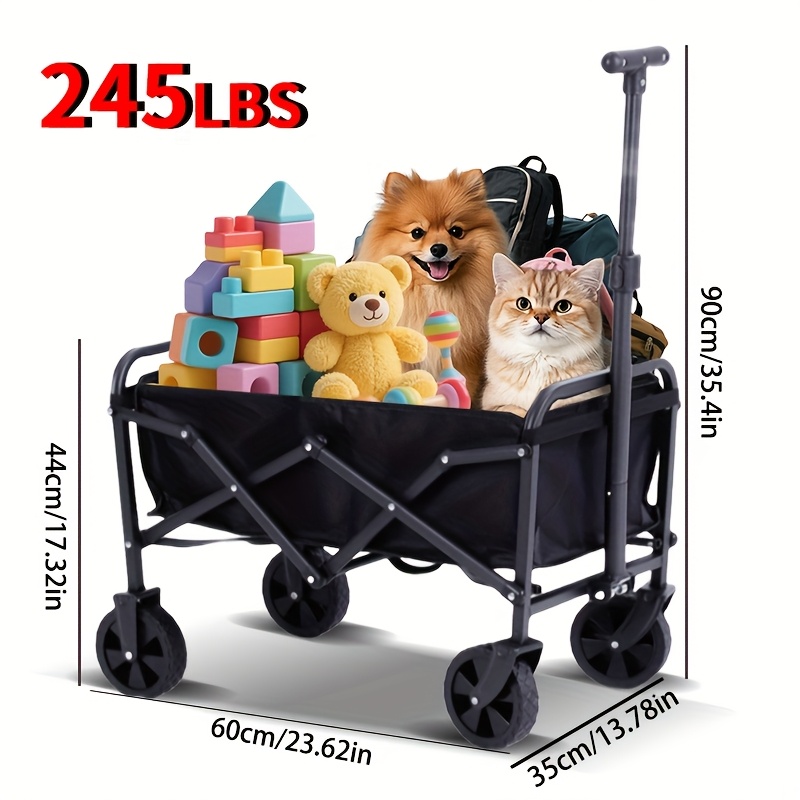 TEMU Foldable Pet Cart, Large Capacity Multifunctional Grocery Cart, Suitable For Shopping, Camping, Fishing, Garden, Portable Pet Cart